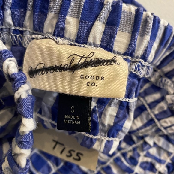 Universal Thread NEW Blue and White Checkered Cropped Tube Top Small Stretch - Picture 3 of 5